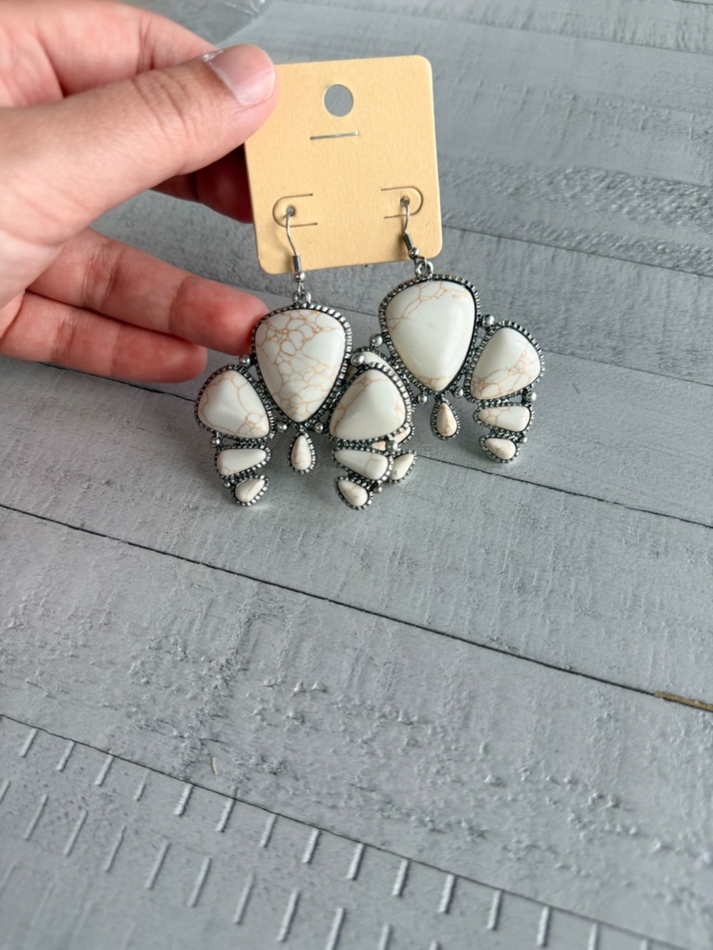 Western Fashion White Stone Statement Earrings